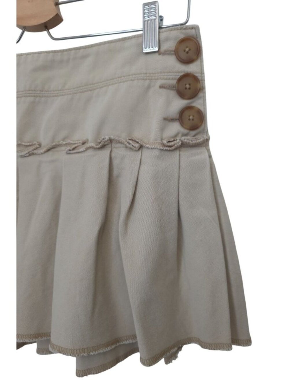 Y2K Abercrombie & Fitch Khaki 100% Cotton Pleated Mini Skirt Juniors Sz 14 - Picture 3 of 6